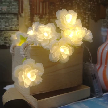 Ročno Krema Cvet Niz Led Luči,AA Baterije Cvetlični Počitnice Razsvetljavo, Vaze Cvetlični Aranžma,Stranka Garland Dekoracijo