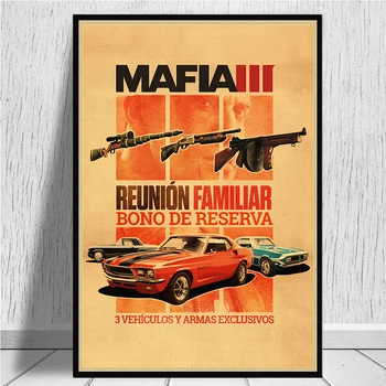 Mafia 2 3 Igre Pištolo Avto kraft papir, kraft papir za Plakat Soba Jedilnica Urad Dekorativne Poslikave, Doma Dekor