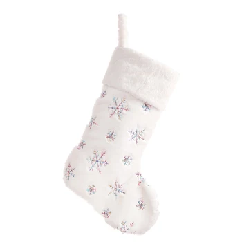 Božič Mehko Vezenje Nogavice Plišastih White Christmas Gift Bag Sockings Osebno Hotela Domov Dekoracijo Navid 2022