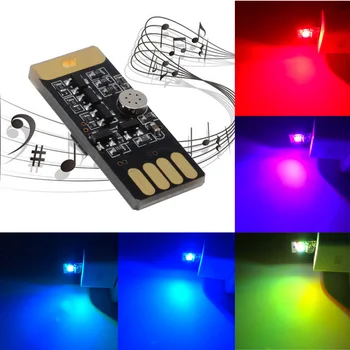 1X Avto USB LED Dobrodošli Lahka Glasba, Igranje možnost zatemnitve Luči Vzdušje Dekorativne Svetilke Prenosne Plug And Play RGB Glas Vključena