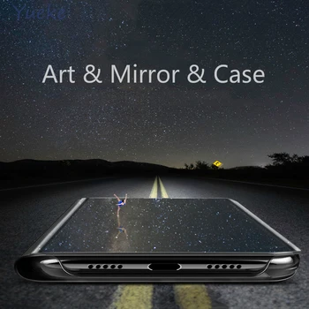 Za Xiaomi Mi 9T Flip primerom Ogledalo Za M1903F10G 6.39 Palcev 2019 Luksuzni Smart Shockproof Magnetni Navpično Stojalo Telefon Kritje