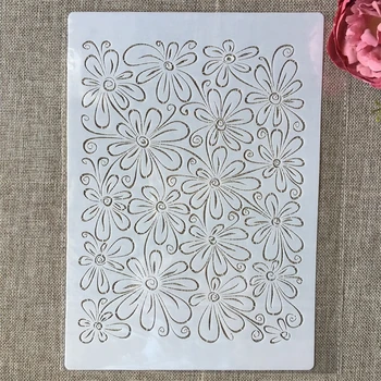 A4 29 cm Pregleden Cvetje Teksturo DIY Layering Matrice Stensko Slikarstvo Album Kolorit Reliefi Album Dekorativni Predlogo