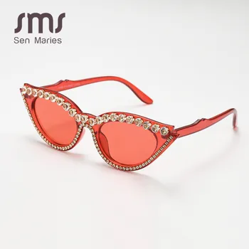 Vintage Mačka Oči Okrasnih Sončna Očala Ženske 2020 Luksuzni Majhnih Sličic Diamond Sončna Očala Edinstveno Odtenki Oculos De Sol Feminino