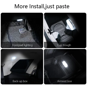 Avto LED Bralne Lučke Brezžični Notranje Luči Auto Streho in Strop Dotik Dekorativne Svetilke za Noge Prtljažnik Škatla za Shranjevanje USB Polnjenje