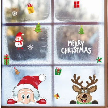 Božič Okna PVC Statične Nalepke Santa Snežinka Jelenov Božič Steklene Stene Decals je Stranka 2022 Novo Leto Navidad Doma Dekoracijo