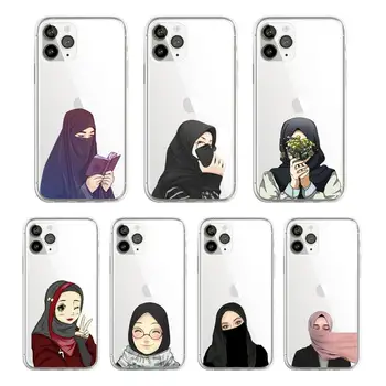 Risanka hidžab muslimanskih luštna Punca Telefon Primeru Pregleden mehko Za iphone 12 11 13 7 8 6 s plus x xs xr pro mini max