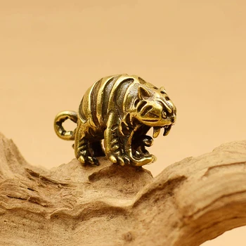 1 Kos Medenina Ustvarjalne Risanka Malo Tiger Majhen Kip Malo Figur Obrti Slika Ornament, Miniature