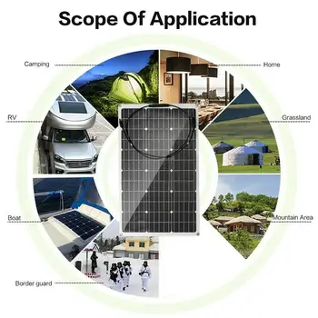 1000W solarnimi Fleksibilne Solarne Celice, 18V ETFE Tehnologije DIY Kabel Nepremočljiva Prostem Avto RV Polnilna Moč Sistema Za Avto
