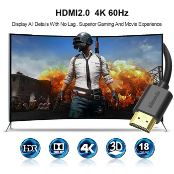 Kinseda 4K HDMI High Speed Hdmi 2.0 Kabel Podpira 4K 60Hz UHD 2160p, 1080p 3D HDR za Prenosni računalnik Monitor PS5 PS4 Xbox Apple TV