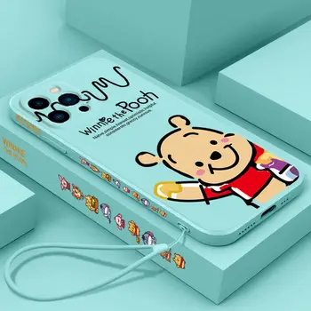 Disney Winnie the Pooh Risanka Primeru Mobilni Telefon z Manšeta za iPhone 13 13pro 13mini 13pro max Plus Srčkan mobilni telefon Lupini