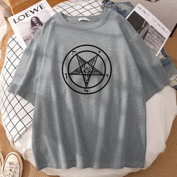 Pentagram Gothic Okultno Satan Tiskanja Mens Tshirts Prevelik Mehka T-Srajce Moda Ohlapnih Oblačil, Poletje Udobne Majice S Kratkimi Rokavi Moški