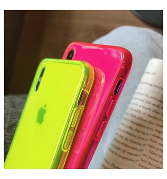 Moda Fluorescentno rumena Primeru Telefon Za Samsung A50 A51 A70 A71 S9 S10 plus S20 Opomba 10 plus Srčkan barva Mehko Zadnji Pokrovček