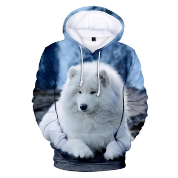 Osebnost Prevelik Samoyed Volk Hoodie Fant In Dekle 3d Natisne Majica Harajuku Jesenski In Zimski pulover s kapuco