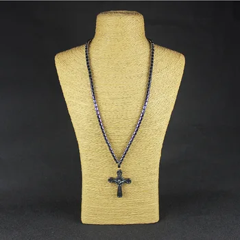 1 Kos Hematit Black Cross Obesek Ogrlica Verske Krščanstvo Nakit, Ročno izdelana Ogrlica HN001