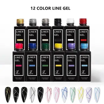 12 Barve Nail Art Line Poli Nohte Gel Komplet Za UV LED Barve za Risanje lak, Gel Nohti Slikarstvo Orodje DIY Linijskih Lak za Nohte B2A5