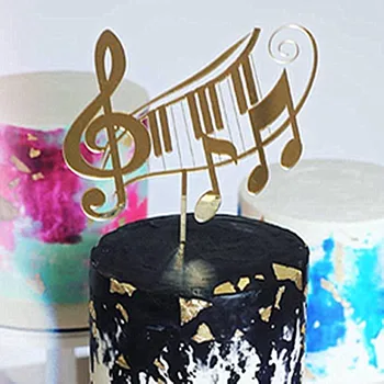 Klavirsko Glasbo Temo Akril Torto Pokrivalo notami, Happy Birthday Cake Pokrivalo Stranka Dobave Torto DIY Dodatki