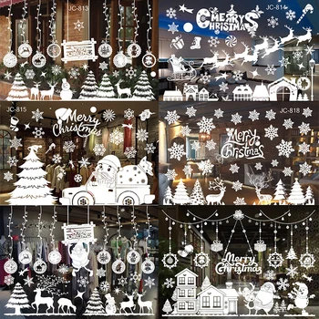 Božič Okno Nalepke DIY Vesel Božič Santa Elk Bela Snežinka PVC Stenske Nalepke Za Dom Božič, Novo Leto Stranka Dekoracijo