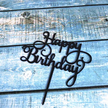 Akril Preprosto Pismo Happy Birthday Cake Pokrivalo Peko Cupcake Dekoracijo Stranka Zaloge 4 Barve