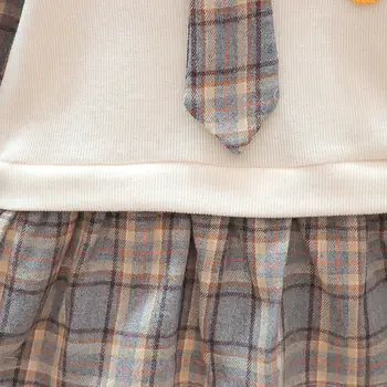 Otroška Obleka Dekle, ki je Spomladi in Jeseni Obleko 2022 Nov Modni Ponaredek Dva-delni Set Dekle je Dojenček Krilo College Stil Dekle Obleko