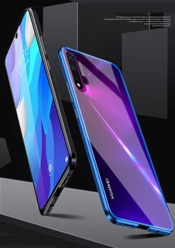 Za Huawei Nova 5 Nova 5 Pro Magnetic Kovinski Odbijača Primeru Za Huawei Nova 5i Nova 5i pro Kritje Dvo-Stransko Steklo za Celotno Telo Primeru