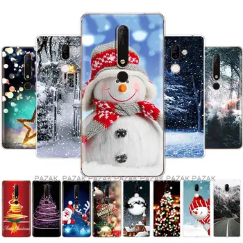 Za Nokia 6 6.1 7 plus 8 9 Case Zadnji Pokrovček Telefona nokia 6 2018 x5 x6 Silicij Coque odbijača zimo božič sneg drevo novo leto