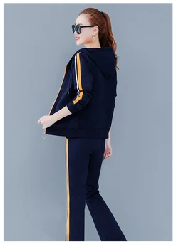Evropski modni Športno obleko ženski korejski slog 3 kos set Lady oblačila, ki Vrhovi + T-shirt+ Širok noge hlače brezplačna dostava 213