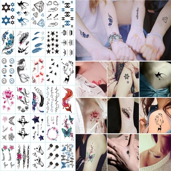 30pcs/veliko Začasne Tetovaže Nalepke Cvet Animail Instant Tatoo Body Art Nepremočljiva Roko Ponaredek Tattoo Papir Debelo Mix Vzorec