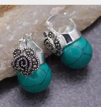 Zeleni Krog Žogo 925Hooks Funt Uhani Naravni kamen Nakit Uhan nakit za ženske WonderfulGenuine Prodaja Veliko