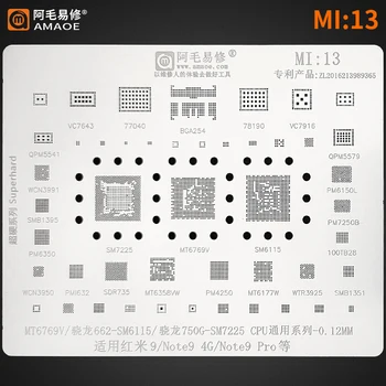 BGA reballing matrica Predlogo za Xiaomi Redmi 9 Note9 IC PM6350 PM4250 SM7225 MT6769V MT6358vw/PM7250B/WCN3991/77040/78190