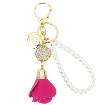 Nove zlitine keychain rose vdelan kristalno lase žogo mobilni telefon dodatki puhasto keyring vrečko obesek okraski modni nakit