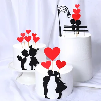Poroka Cupcake Pokrivalo Nastavite Ljubezen, Srce Sladko Ljubitelje Torto Pokrivalo Za Obletnico, Valentinovo Poročno zabavo Torta Okraski