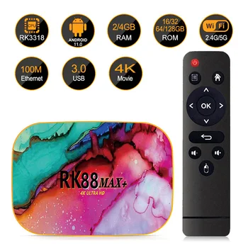 RK88 MAX Plus Android 11.0 Smart TV BOX 4GB 32GB 64GB RK3318 BT 4.0 Podporo 2.4 G/5GHz 16GB 2GB 4K Smart TV BOX PK X96 MAX PLUS