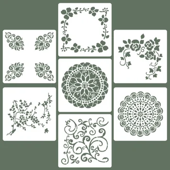 7pcs 13*13 cm Mandala Slikarstvo Predlogo DIY Layering Matrice Scrapbooking Kolorit Reliefi Album Dekor Torto Plesni Večkratno uporabo