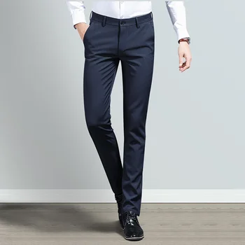 2020 Nove Priložnostne Moške Hlače Classic Moda Slim Fit Obleko Ravno blagovno Znamko Mens Obleko Hlače Formalna Poslovna Oblačila Bombaž za Moške