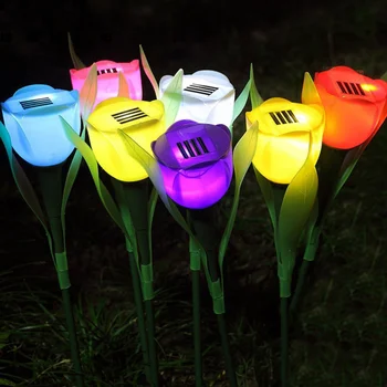 6PCS Sončne LED Vrt Svetlobo na Prostem Krajine Pisanih Tulipanov Cvet Nepremočljiva IP45 Vrt Dekoracijo Lučka Za Ulici Pot
