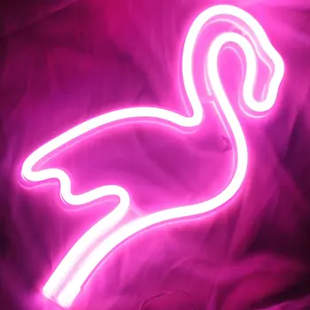 Flamingo Obliko LED Neon Znak Svetlobe Počitnice Božič Stranka Romantično Poročno Dekoracijo Otroci Soba Dekoracijo Doma Decals