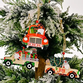 3Pcs Letnik Božični Tovornjak s Drevo Okraski Leseni Božični Okraski za Božič Drevo Ornament Stranka Otroci Darilo