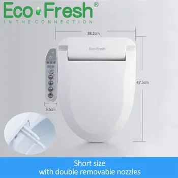 EcoFresh Smart školjko sedeža, Električno Bide zajema kratek velikost inteligentni bide dvojno šobe bide škropilnica toplote, čisto in suho Masažo