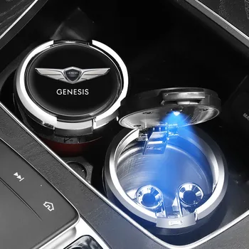 Prenosni Auto LED Pepelnik Z Modro Svetlobo Avto Styling Brezdimni Bliskavice Pladenj Za Hyundai Genesis Coupe G80 G70 G90 GV70 GV80 BH GH