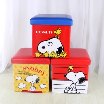 Kawaii Snoopysd Anime Risanke Večnamensko Skladiščenje Blata Zložljiva Škatla za Shranjevanje otroških Igrač Snoopy Usnje Skladiščenje Blata