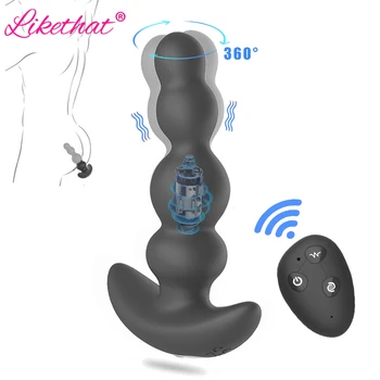 360°Obračanje Analne Kroglice Čep, Vibrator za Moške Moški Masturbator Dildo Prostate Massager Butt Plug Vibrator Adult Sex igrače Pari