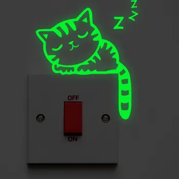 Živali samorog lep mačka kritje risanka soba dekor 3D Silikonski steno, on-off stikalo luči svetlobni vtičnice nalepka