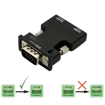 HDMI Ženski VGA Ženski Pretvornik z Zvočno kartico, Podpira 1080P Izhod Signala