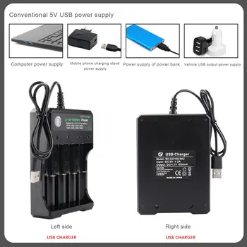USB 18650 Električni Polnilnik Smart LED 4 Reže 110V AC 220V Dvojno Za 16850 10440 3,7 V Li-ionska Akumulatorska Litijeva Baterija