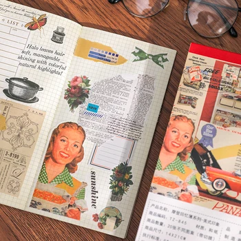 Journamm 20sheets/paket Letnik Washi Nalepke, Knjige za Deco Scrapbooking DIY Ustvarjalne Tiskovine Junk List Deco Nalepke Nalepka
