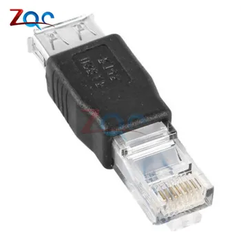 2pcs USB Tip A Ženski RJ45 Moški Ethernet Adapter Usmerjevalnik Priključek, Vtičnica Plug