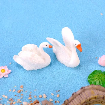 2pcs/veliko Belo Ljubimec Swan miniaturne Figurice Risanka Race dekoracijo mini pravljice vrt živali kip Doma Desk okraski