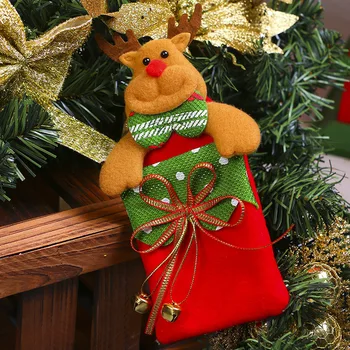 Božični Okraski Rdeče netkane Tkanine Zvonovi Božično Drevo Obeski Santa Claus Elk Novo Leto, Božič Shranjevanje Darila Vrečko