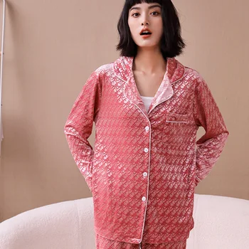 JRMISSLI Jeseni Zlati Žamet Homewear Ženske Jopico Sleepwear Ženske Pijama Nove Dolgo Sleeved Hlače Plus Velikost Pyjama