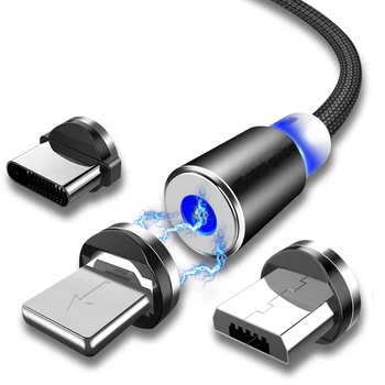 Hotest LED Magnetni Kabel USB / Micro USB / Tip-C Za iPhone X Xs Max Magnet Polnilec za Samsung Xiaomi Pocophone USB C